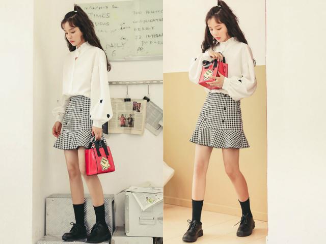 白襯衫搭對裙子時尚有氣質！