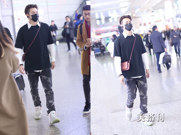 許凱經典黑白配休閑風穿搭