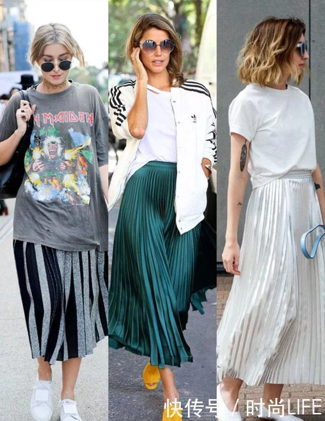 一種減齡穿搭叫做：T恤+百褶裙