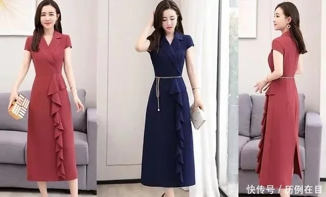 40歲女人8套“純色連衣裙”穿搭